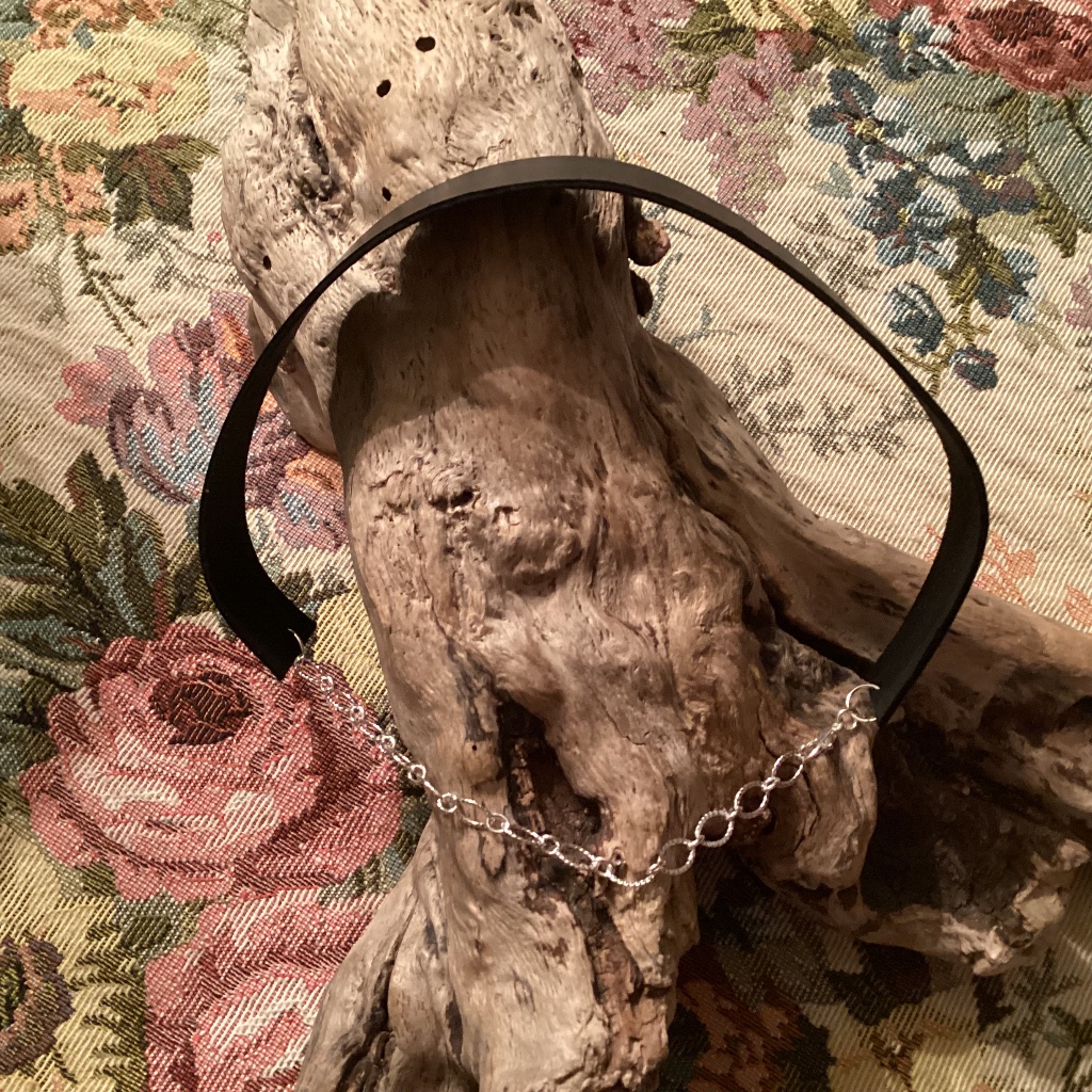 Adjustable Black Leather Silver Chain Choker Necklace 165 19$